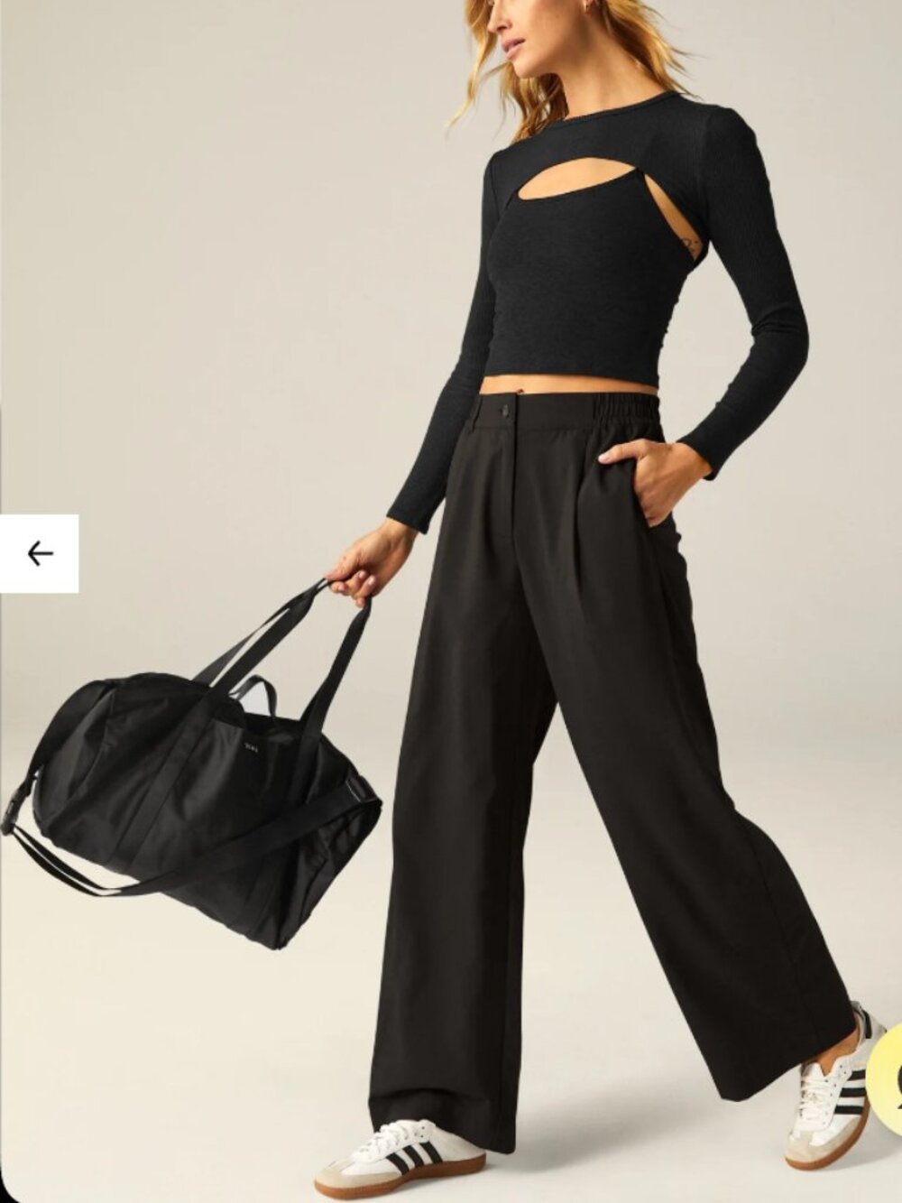 Beyond Yoga Black Status Wide Leg Trouser Dress Pants31"